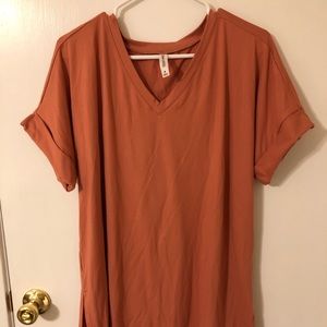 Coral butter soft cuffed sleeve top